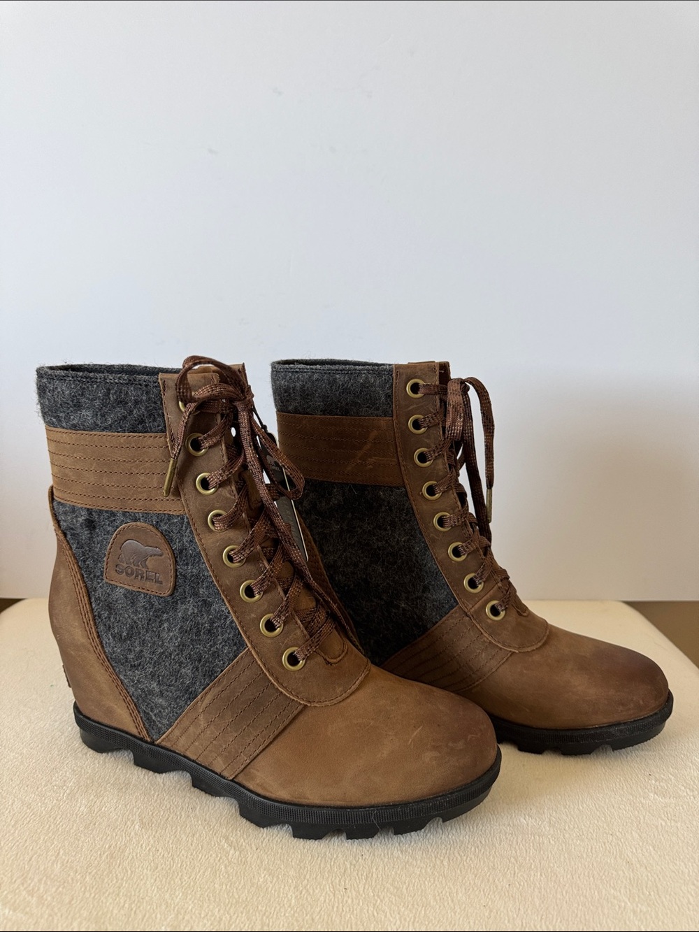 Sorel Lexie Felt Pieced Wedge Ankle Boots